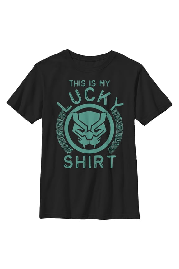 Boy's Marvel St. Patrick's Day Black Panther Lucky Shirt Graphic Tee Black X Small