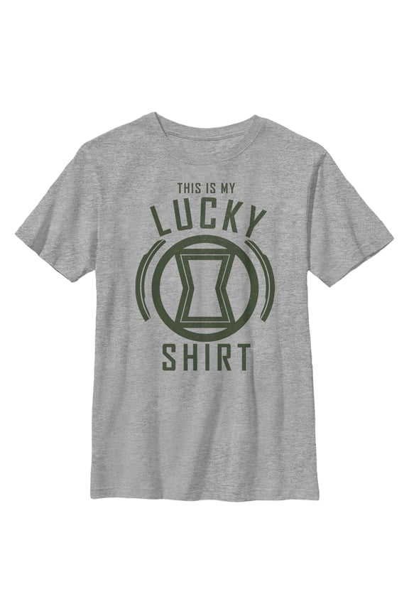 Boy's Marvel St. Patrick's Day Black Widow My Lucky Shirt Graphic Tee Athletic Heather Large