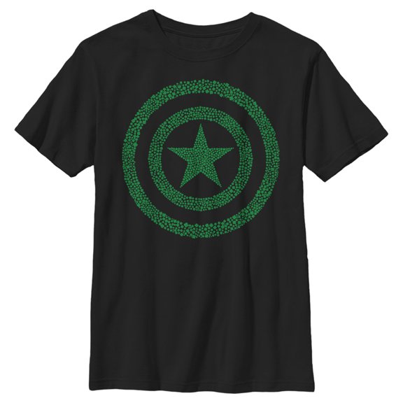 Boy's Marvel St. Patrick's Day Captain America Clover Shield Graphic Tee Black Large
