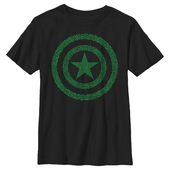 Boy's Marvel St. Patrick's Day Captain America Clover Shield Graphic Tee Black Small