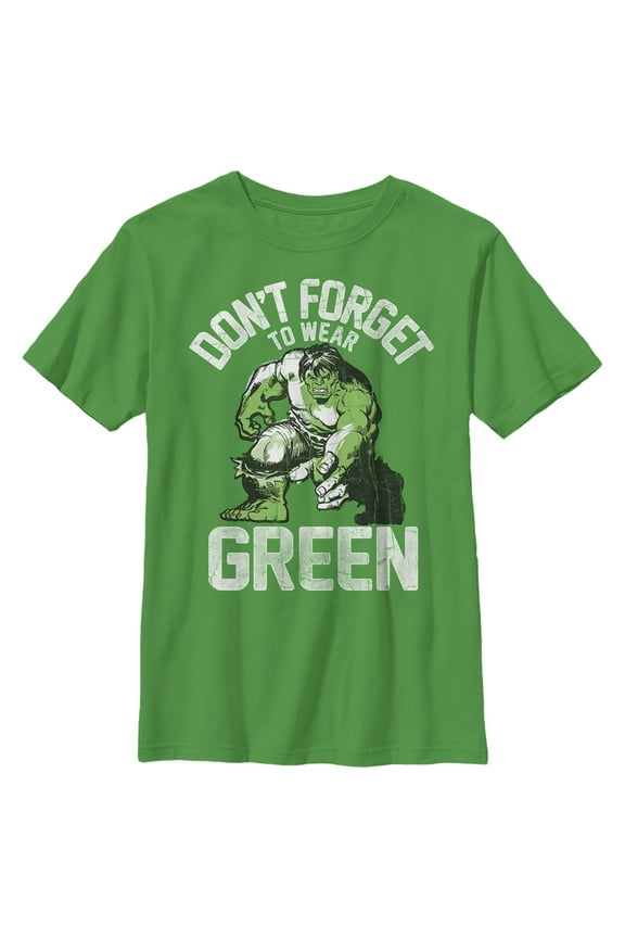 Boy's Marvel St. Patrick's Day Hulk  Don't Forget To Wear Green  Graphic Tee Kelly Green Medium