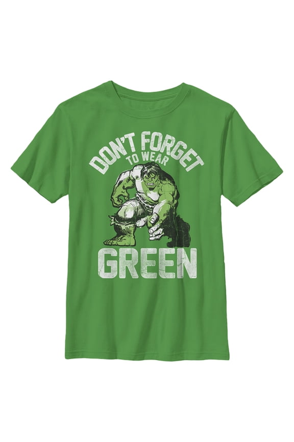 Boy's Marvel St. Patrick's Day Hulk Don't Forget To Wear Green Graphic Tee Kelly Green Small
