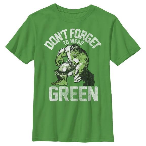 Boy's Marvel St. Patrick's Day Hulk  Don't Forget To Wear Green  Graphic Tee Kelly Green X Large