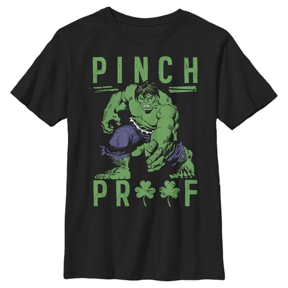 Boy's Marvel St. Patrick's Day Hulk Pinch Proof Graphic Tee Black X Large