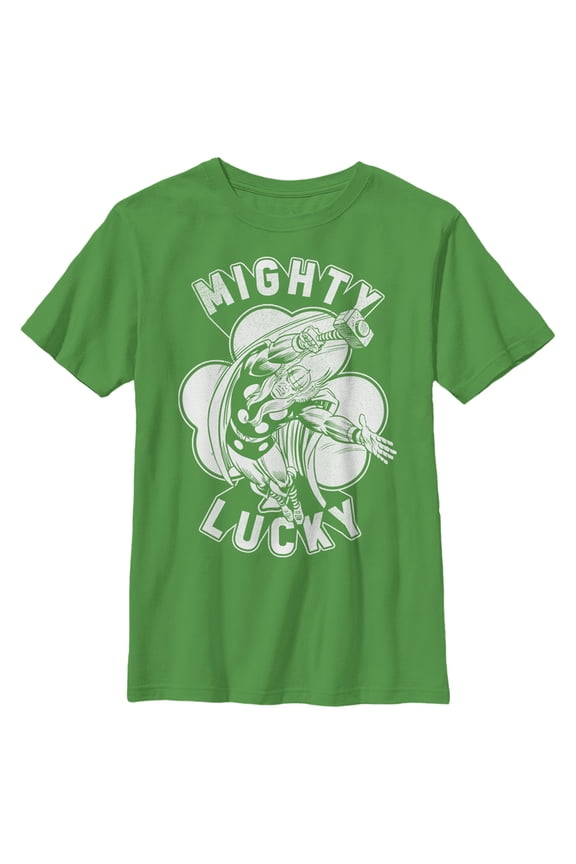 Boy's Marvel St. Patrick's Day Thor Mighty Lucky Clover Graphic Tee Kelly Green Medium