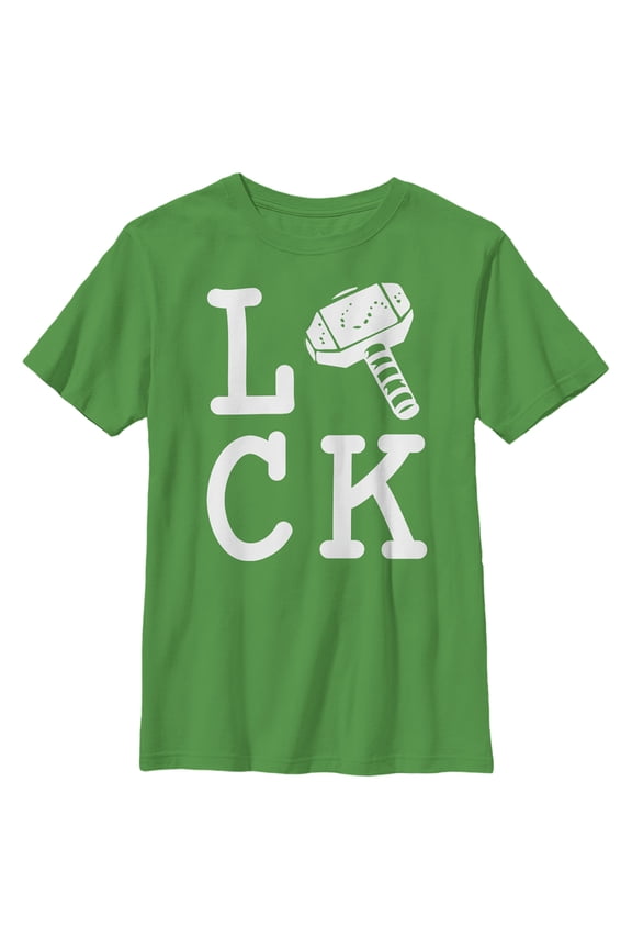 Boy's Marvel St. Patrick's Day Thor's Hammer Is Lucky Graphic Tee Kelly Green X Small