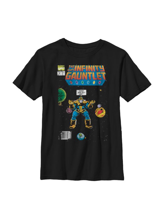 Boy's Marvel Thanos Infinity Gauntlet Comic Book Graphic Tee Black X Large