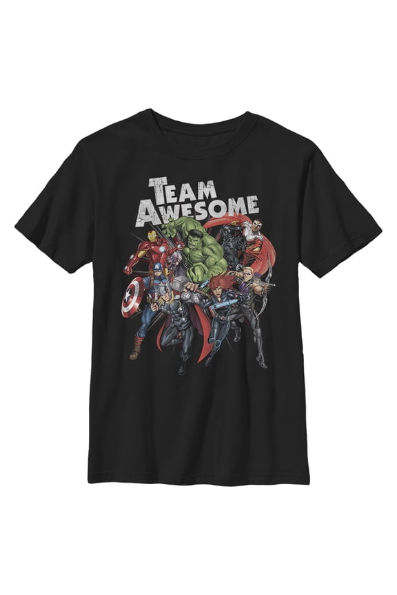 Boy's Marvel The Avengers Team Awesome Graphic Tee Black Medium