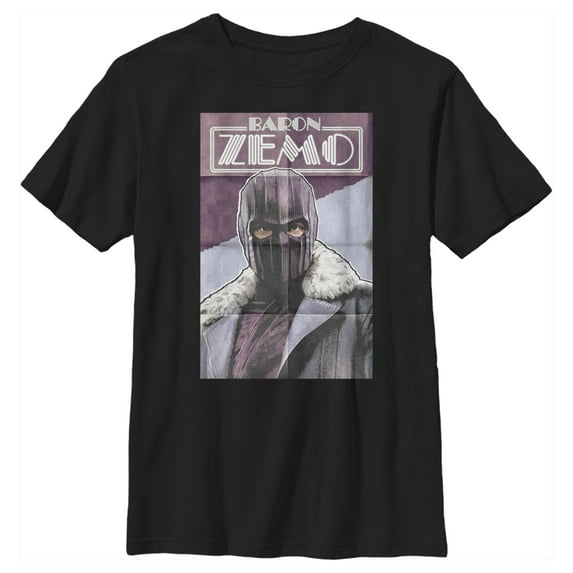 Boy's Marvel The Falcon and the Winter Soldier Baron Zemo Portrait Graphic Tee Black Medium