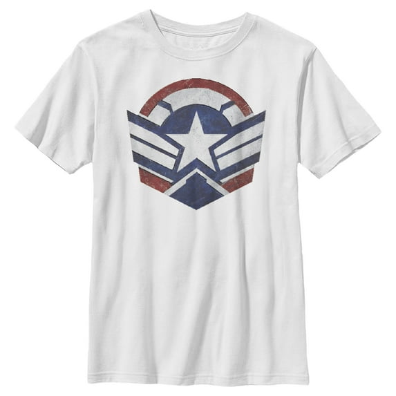 Boy's Marvel The Falcon and the Winter Soldier Captain America New Shield Graphic Tee White Small
