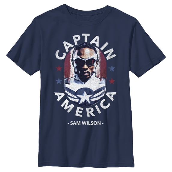 Boy's Marvel The Falcon and the Winter Soldier Captain America Sam Wilson Graphic Tee Navy Blue Small