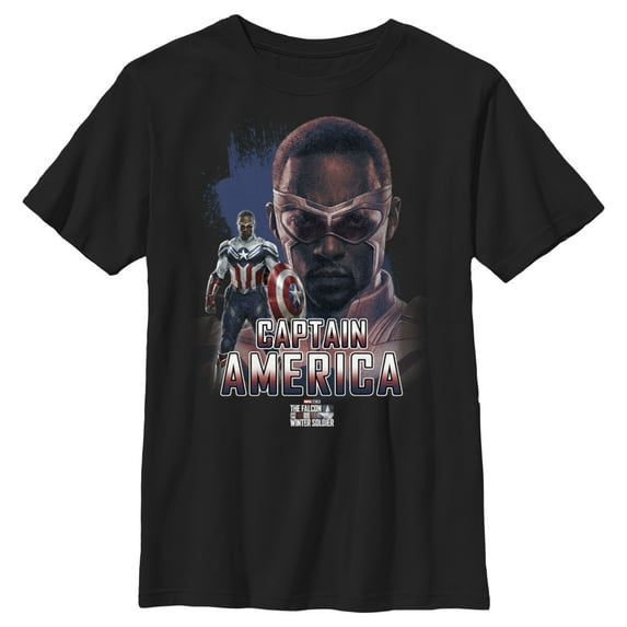 Boy's Marvel The Falcon and the Winter Soldier Captain America Stance Graphic Tee Black Small