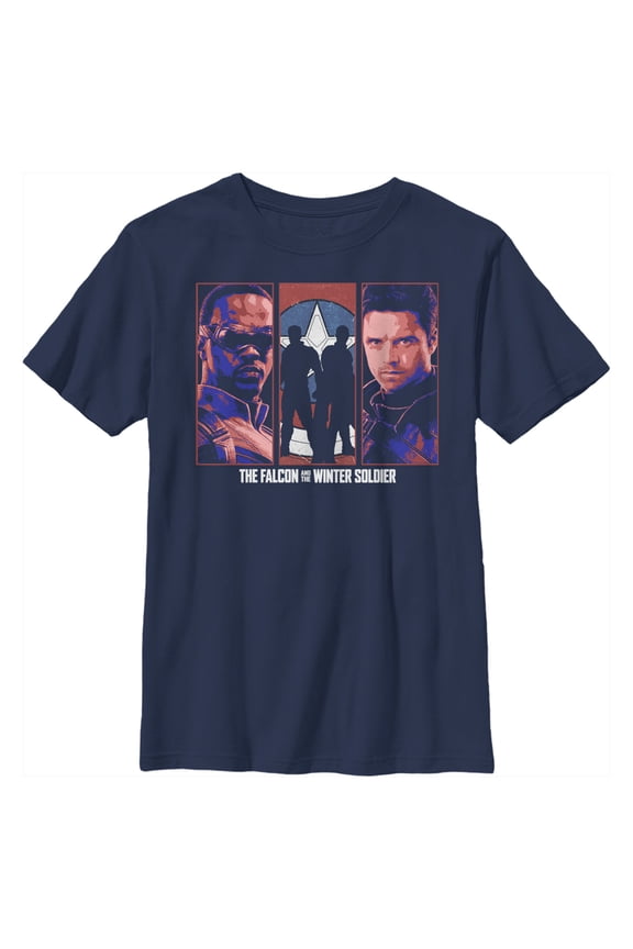 Boy's Marvel The Falcon and the Winter Soldier Group Graphic Tee Navy Blue Large