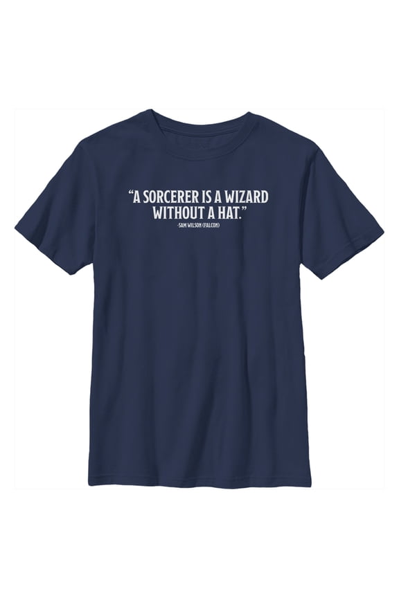 Boy's Marvel The Falcon and the Winter Soldier Wizard Without a Hat Graphic Tee Navy Blue X Large