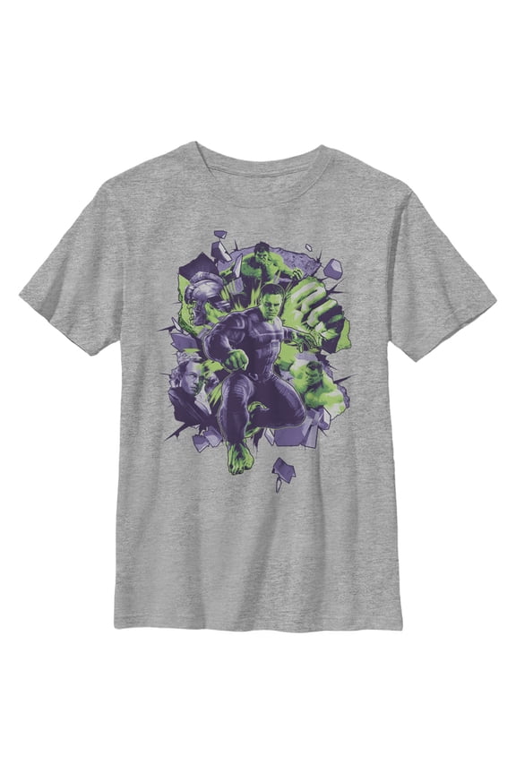 Boy's Marvel The Hulk Green Explosion Graphic Tee Athletic Heather X Large
