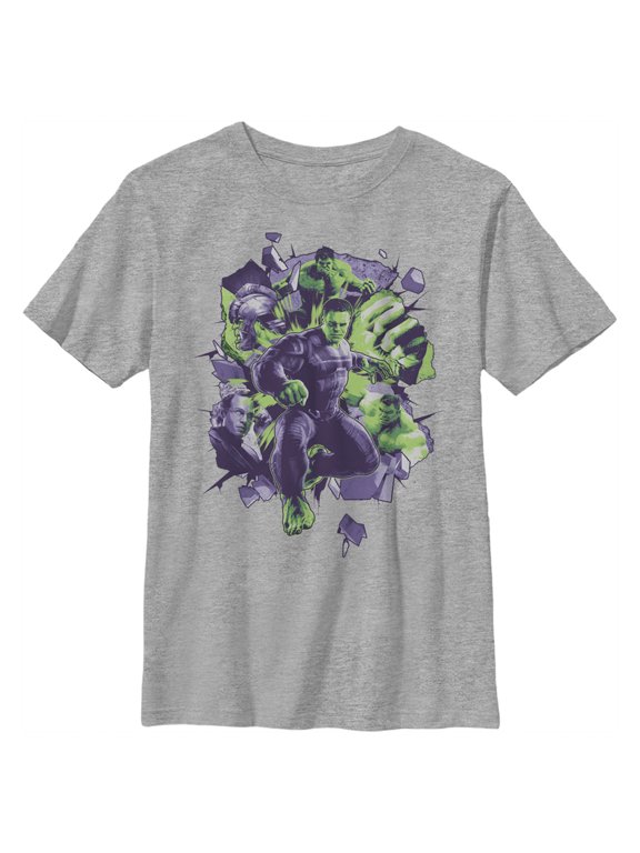Boy's Marvel The Hulk Green Explosion Graphic Tee Athletic Heather X Large