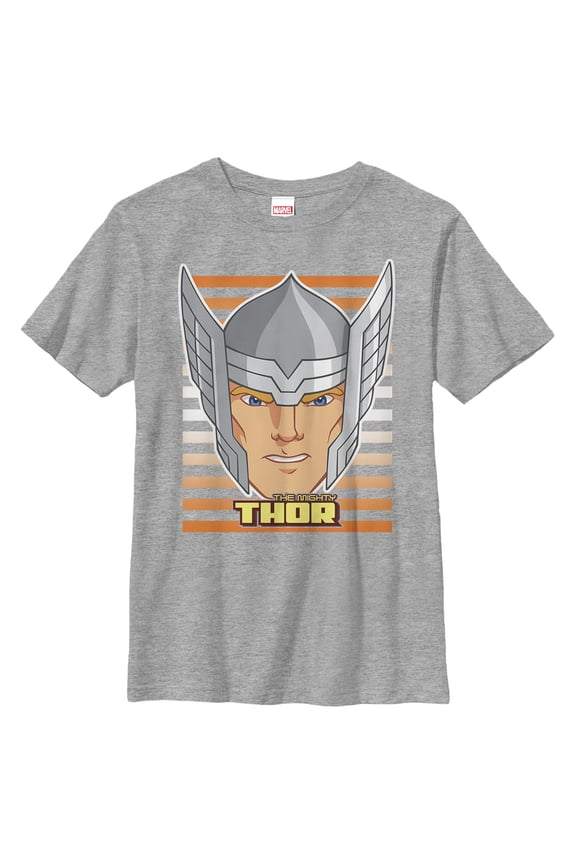 Boy's Marvel Thor Cartoon Face Graphic Tee Athletic Heather Large