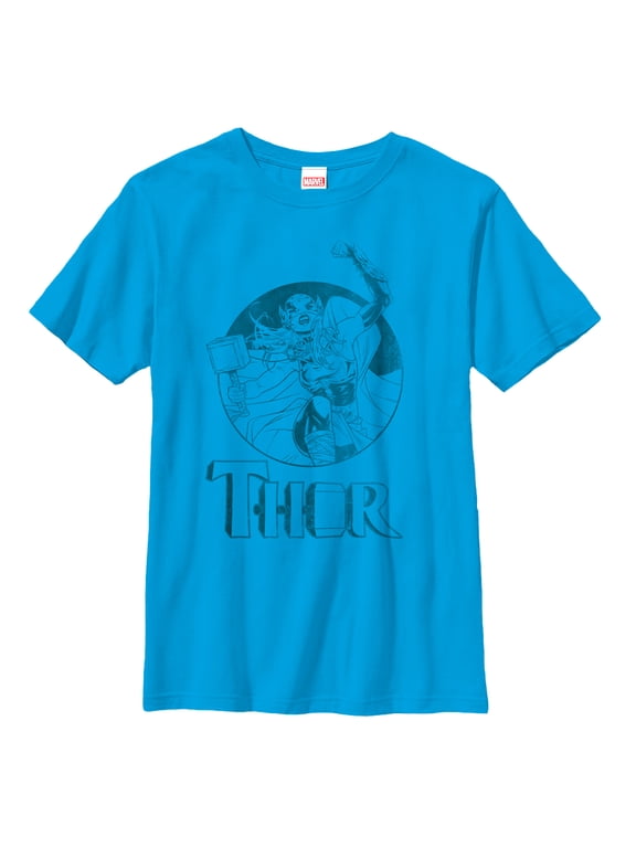 Boy's Marvel Thor Circle Logo Graphic Tee Turquoise Medium