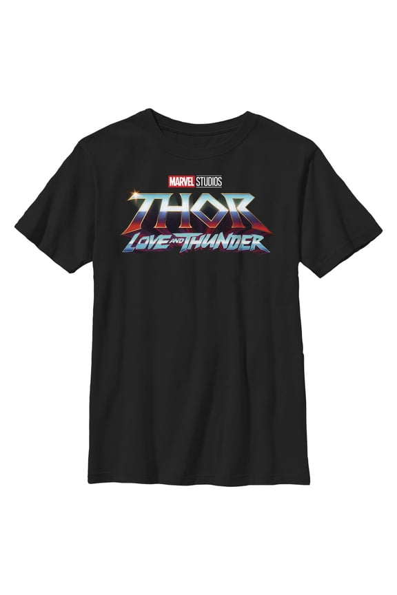 Boy's Marvel: Thor: Love and Thunder Classic Logo Graphic Tee Black Large