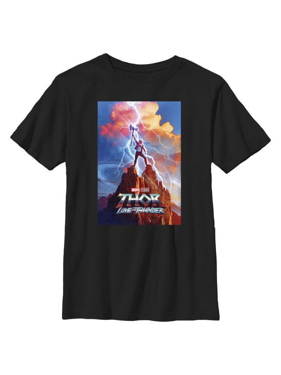 Boy's Marvel: Thor: Love and Thunder Demigod Thor Graphic Tee Black Small