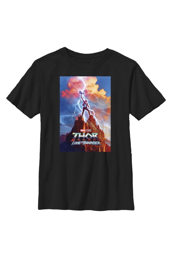Boy's Marvel: Thor: Love and Thunder Demigod Thor Graphic Tee Black Small