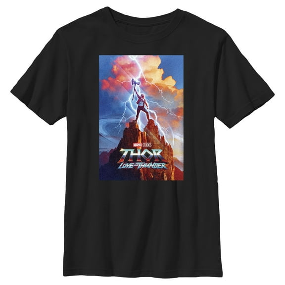 Boy's Marvel: Thor: Love and Thunder Demigod Thor  Graphic Tee Black X Small