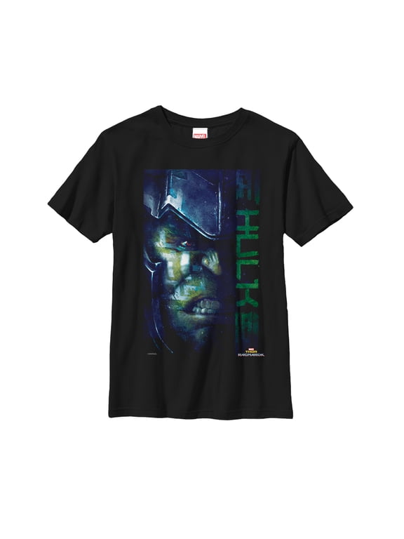Boy's Marvel Thor: Ragnarok Hulk Face Graphic Tee Black Large
