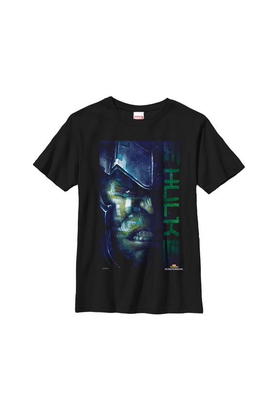 Boy's Marvel Thor: Ragnarok Hulk Face Graphic Tee Black X Large