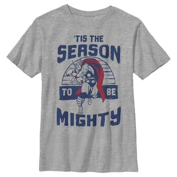 Boy's Marvel Thor Season To Be Mighty  Graphic Tee Athletic Heather Medium