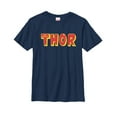 thumbnail image 1 of Boy's Marvel Thor Text Logo  Graphic Tee Navy Blue X Small, 1 of 3