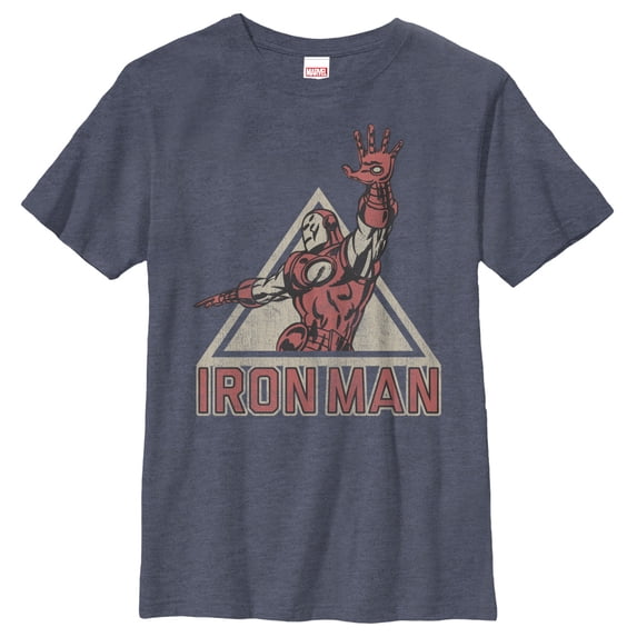 Boy's Marvel Triangle Iron Man Graphic Tee Navy Blue Heather Small