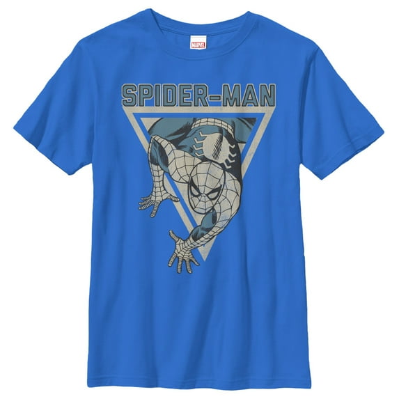 Boy's Marvel Triangle Spider-Man Graphic Tee Royal Blue Large