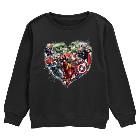 Boy's Marvel Valentine's Day Avenger Heart Collage Sweatshirt