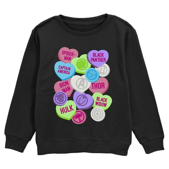 Boy's Marvel Valentine's Day Candy Heart Heroes Sweatshirt