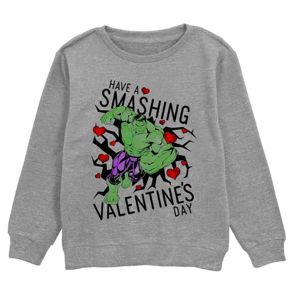Boy's Marvel Valentine's Day Hulk Smashing  Sweatshirt
