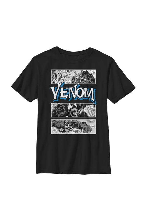 Boy's Marvel Venom Comic Panels Graphic Tee Black X Large