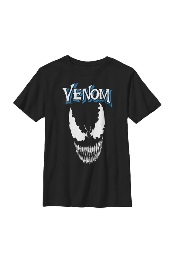 Boy's Marvel Venom Face Logo Graphic Tee Black Large
