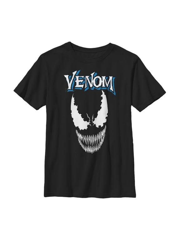Boy's Marvel Venom Face Logo Graphic Tee Black Small