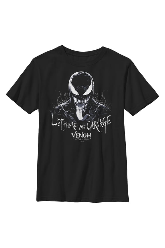Boy's Marvel Venom: Let There be Carnage Black and White Graphic Tee Black Medium