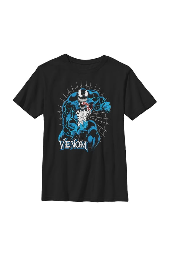 Boy's Marvel Venom Retro Web Graphic Tee Black Small