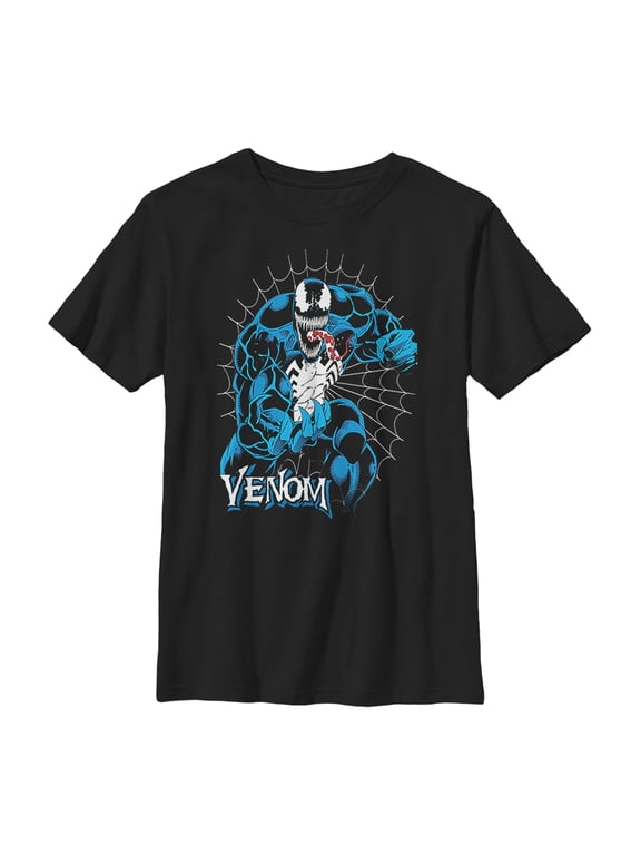 Boy's Marvel Venom Retro Web Graphic Tee Black Small
