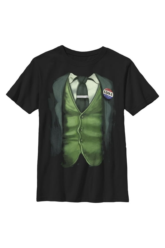 Boy's Marvel Vote for Loki Costume  Graphic Tee Black Medium
