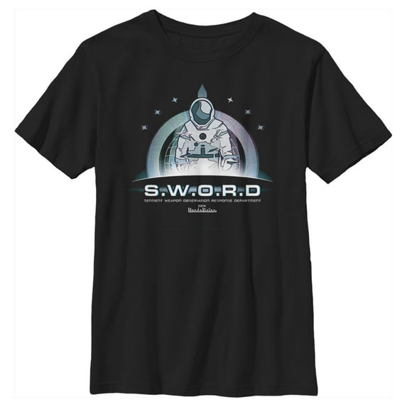 Boy's Marvel WandaVision S.W.O.R.D Logo Graphic Tee Black Medium