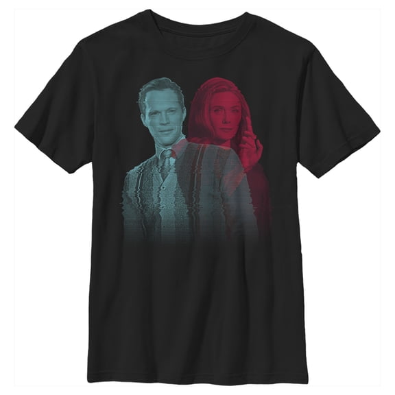 Boy's Marvel WandaVision Static Reality Graphic Tee Black Large