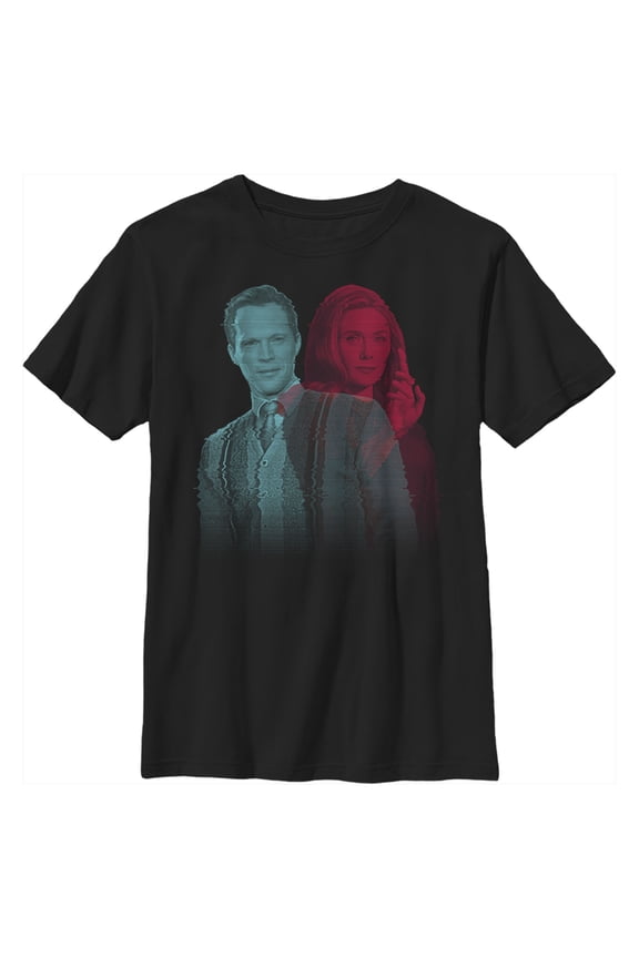 Boy's Marvel WandaVision Static Reality  Graphic Tee Black Small
