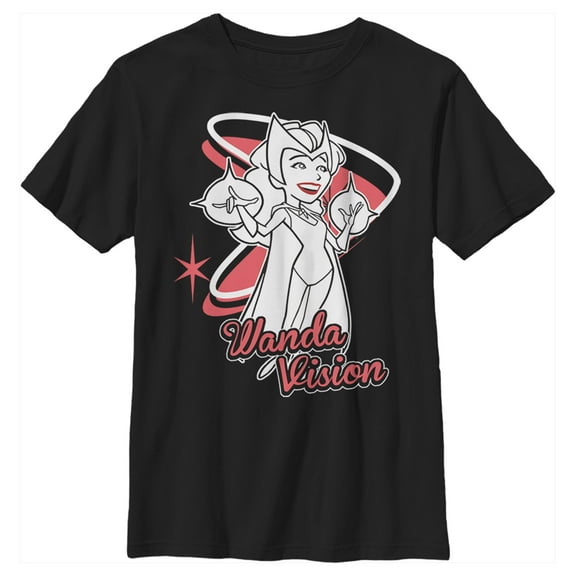 Boy's Marvel WandaVision Wanda Cartoon  Graphic Tee Black Large