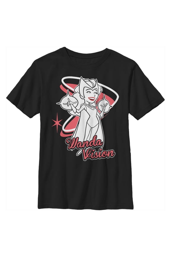 Boy's Marvel WandaVision Wanda Cartoon Graphic Tee Black Small