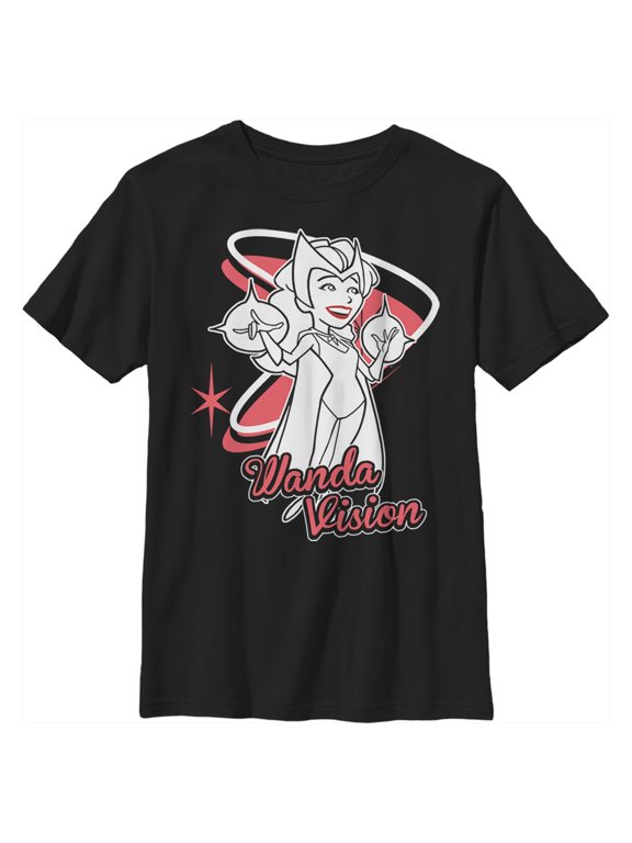 Boy's Marvel WandaVision Wanda Cartoon Graphic Tee Black X Large