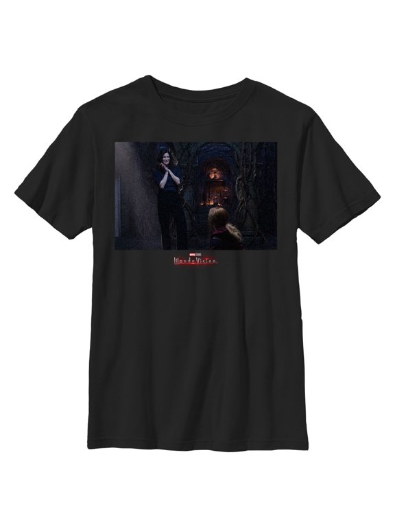 Boy's Marvel WandaVision Wanda and Agatha Graphic Tee Black Large