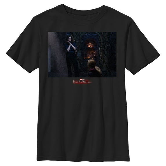 Boy's Marvel WandaVision Wanda and Agatha Graphic Tee Black X Small